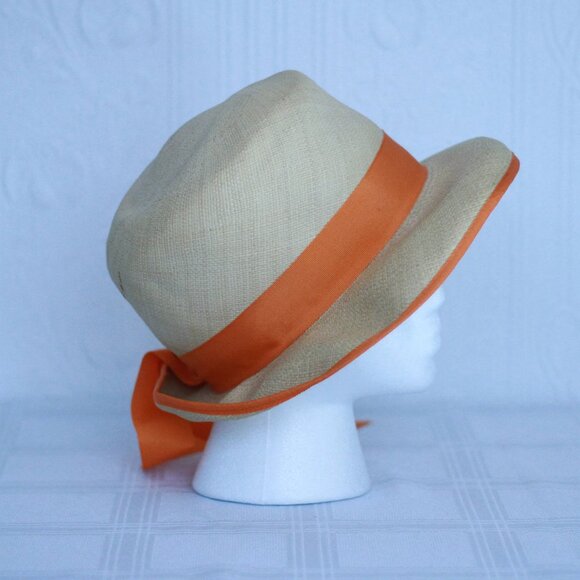 Marshall fields Betmar Retro straw hat with orange ruban - Picture 2 of 6